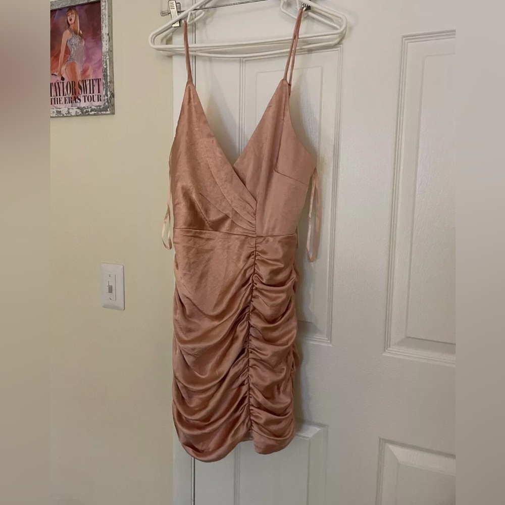 Saints and secrets form fitting pink satin dress size medium new nwt